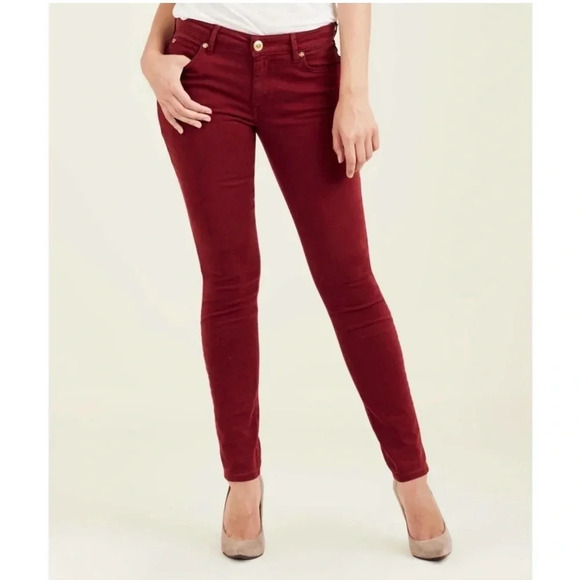 True Religion Oxblood Jennie Mid-Rise Curvy Skinny Jeans women’s size 26 EUC - Picture 1 of 12